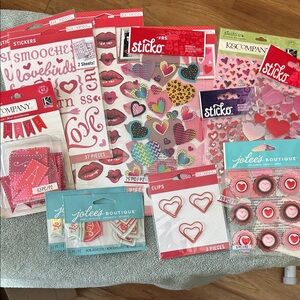 Valentine Heart Stickers & Embellishments Assortment